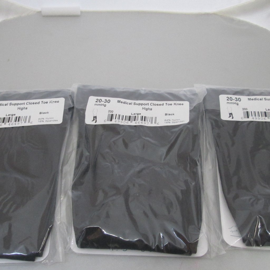 6 Pr Medical Support Closed Toe Knee High Support Stockings 2030 Mmhg Black Lg 6 Pr Medical Support Closed Toe Knee High Support Stockings 2030 Mmhg Black Lg